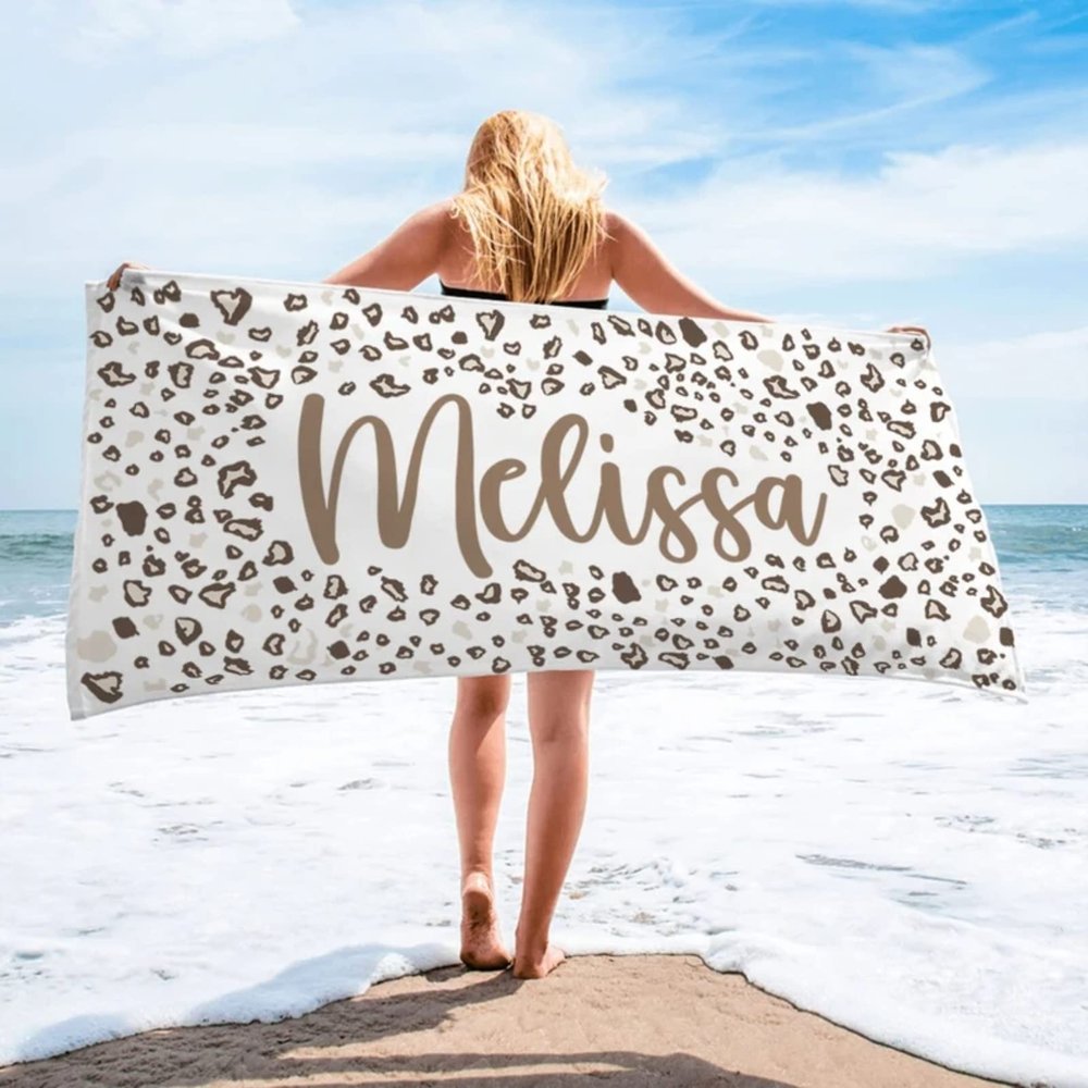 mxn Personalized Leopard Print Beach Towel