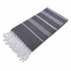 LAYNENBURG 2-Piece Premium Hammam Towel Set with Hand-Knotted Fringes - 100% Cotton - XXL Beach Towel 100 x 200 cm - OEKO-TEX STANDARD 100 - Anthracite view 2