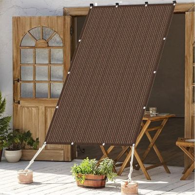 Rectangular Garden Sun Shade Sail 5.5 x 9.5 m, HDPE Breathable UV Protection, Brown