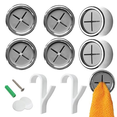 Norhogo 6-Piece Premium Round Self-Adhesive Towel Hooks, Dual-Purpose, No-Drill
