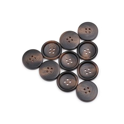 Jeans Button Pins, Pants Waist Tighteners & Extenders, 10-Piece Set, 4-Hole Horn-Pattern Resin Buttons, 25 mm