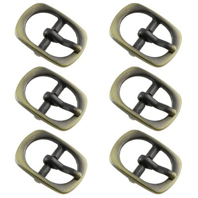 LUORNG Halter Buckles, 6 Pack, 1/2-Inch Antique Zinc Alloy Oval Center-Bar Single-Prong Strap Buckles, 23 x 17 mm