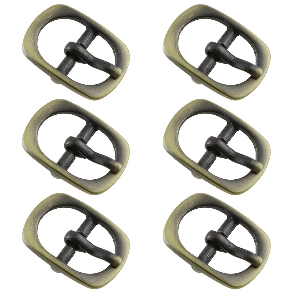 LUORNG Halter Buckles, 6 Pack, 1/2-Inch Antique Zinc Alloy Oval Center-Bar Single-Prong Strap Buckles, 23 x 17 mm