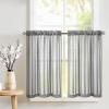 TOPICK Striped Sheer Bistro Curtains, 2-Piece Set, 90 x 90 cm, Gray view 1