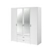 VARIA Wardrobe - White Decor - 4 Hinged Doors + 2 Mirrors + 2 Drawers - W 160 x H 185 x D 51 cm - Parisot view 1