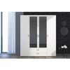 VARIA Wardrobe - White Decor - 4 Hinged Doors + 2 Mirrors + 2 Drawers - W 160 x H 185 x D 51 cm - Parisot view 2