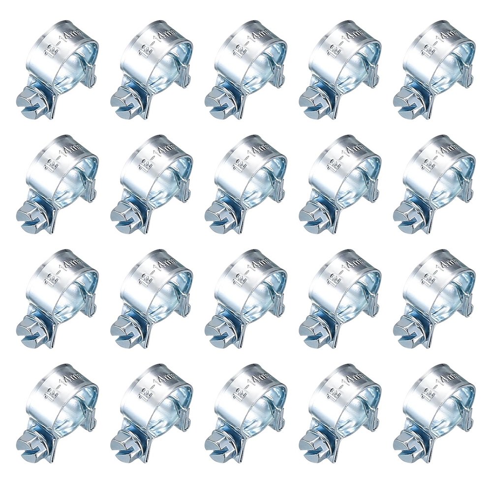 20-Piece Mini Hose Clamps, Adjustable, 12–14 mm