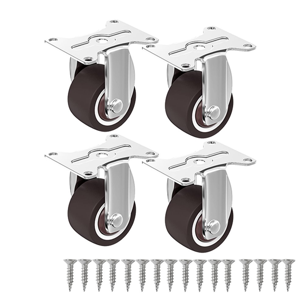 Rozhuhro 4-Pack Furniture Casters, Dual-Locking 360° Swivel, Heavy-Duty, 100 kg Capacity, 1 Inch