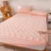 FCLDESHOP Decorative Solid Quilted Waterproof Mattress Protector, Pink, 180 x 220 cm view 1