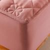 FCLDESHOP Decorative Solid Quilted Waterproof Mattress Protector, Pink, 180 x 220 cm view 2