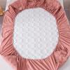 FCLDESHOP Decorative Solid Quilted Waterproof Mattress Protector, Pink, 180 x 220 cm view 4