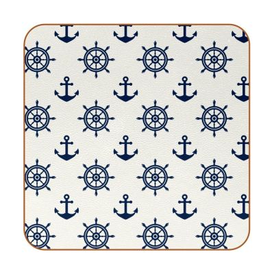 Helm of a Ship Beverage Coasters, 6-Piece Leather Set