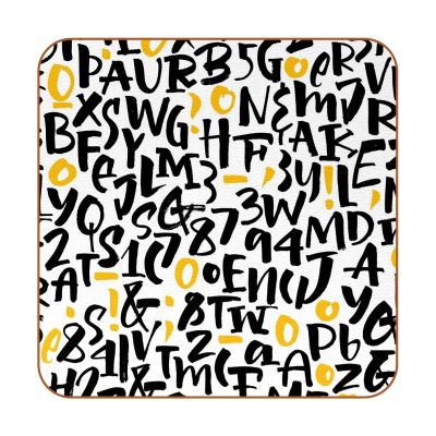 Drink Coasters, Set of 6, PU Leather, ABCP Pattern