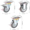 Caster Wheels, Set of 4, Gray Rubber, Double Ball Bearings, Double Safety Lock, 360° Top Plate, 4 in, Brakes view 3