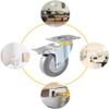 Caster Wheels, Set of 4, Gray Rubber, Double Ball Bearings, Double Safety Lock, 360° Top Plate, 4 in, Brakes view 4