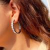 LAYCHEN Classic 585 Gold Long Large Round Cubic Zirconia Hoop Earrings for Women view 2
