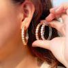 LAYCHEN Classic 585 Gold Long Large Round Cubic Zirconia Hoop Earrings for Women view 4