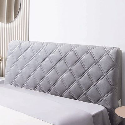 uyeoco Velvet Headboard Slipcover, Stretch Dust-Resistant Cover, Black, 180 cm/71 in, Color #35