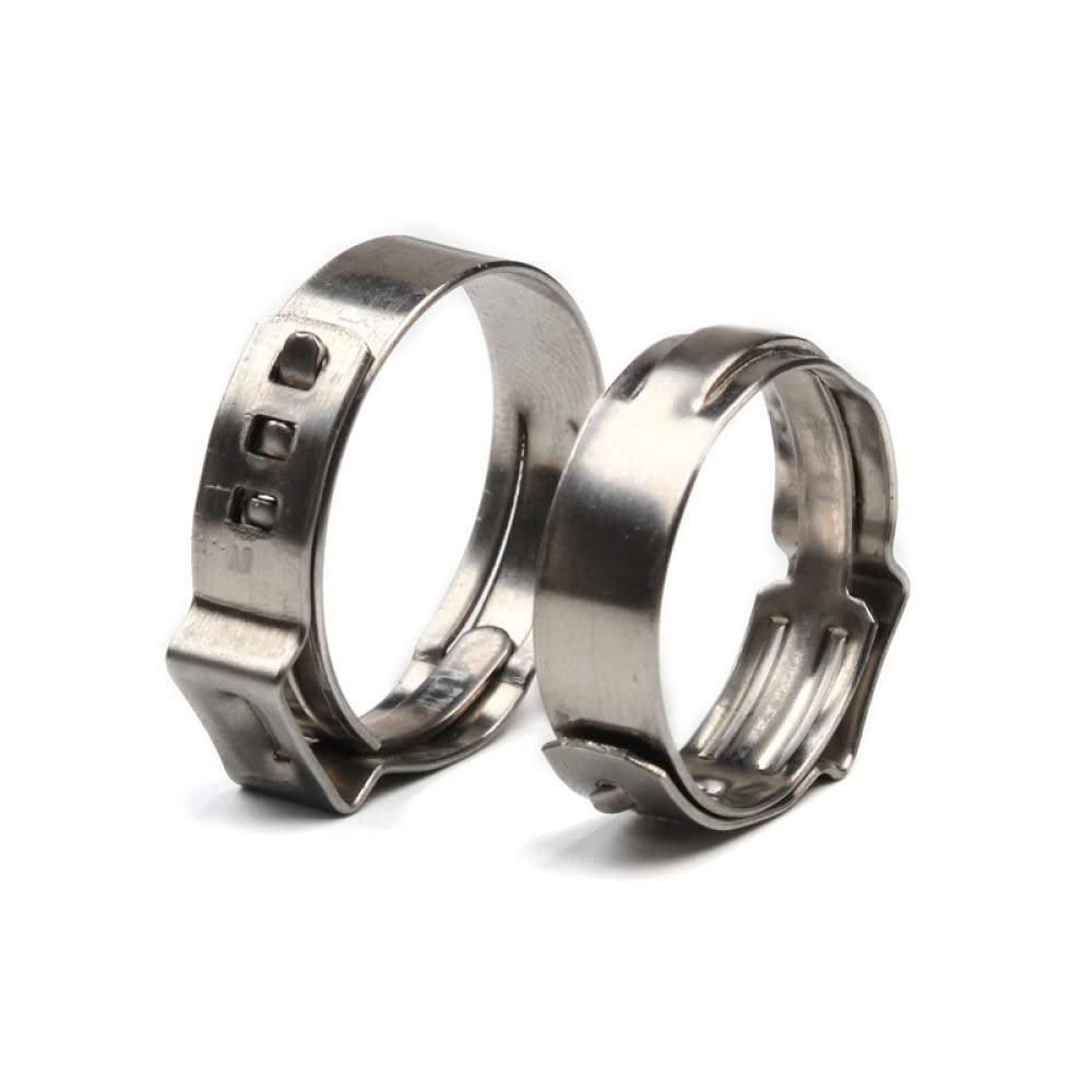 130 Single-Ear Stepless Hose Clamps with Pliers, 7–21 mm, 304 Stainless Steel
