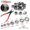 130 Single-Ear Stepless Hose Clamps with Pliers, 7–21 mm, 304 Stainless Steel view 2