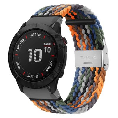 CZKE Stretchable Solo Loop Band for Garmin MARQ Series, QuickFit Band, 22 mm, Elastic Braided Nylon Watch Band, 26 mm, Agate