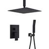 GOODBZ Ceiling-Mounted High-Pressure 12-Inch Rain Shower System with Hand Shower, All-Metal, Matte Black view 1