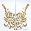 2 Gold Embroidered Floral Collar Appliqués, Iron-On/Sew-On Patches, Style 12 view 1