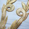 2 Gold Embroidered Floral Collar Appliqués, Iron-On/Sew-On Patches, Style 12 view 3