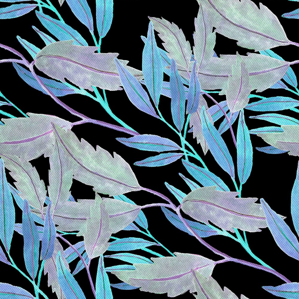 HEKO PANELS Waterproof Oxford Fabric, Blue Leaves, 5 Meters, 155 x 500 cm