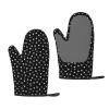 Small White Flowers on Black Silicone Oven Mitts, 1 Pair view 1
