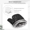 Small White Flowers on Black Silicone Oven Mitts, 1 Pair view 4