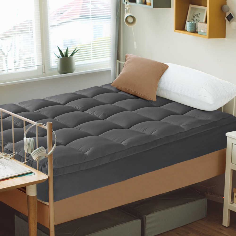 CYMULA Twin XL Mattress Topper, Extra Thick, Soft Mattress Protector with 8–21-Inch Deep Pocket, Gray
