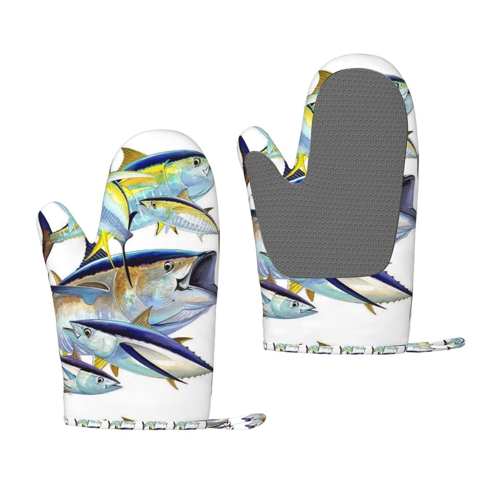 Tuna Silicone Oven Mitts, Non-Slip, Heat-Resistant, 1 Pair