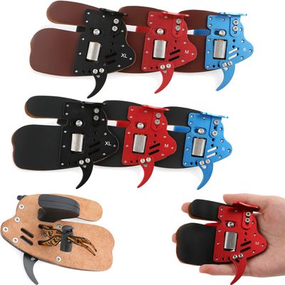 wolfman Archery Finger Tab, Adjustable Cowhide Finger Guard, Right Hand, M, Red-Brown