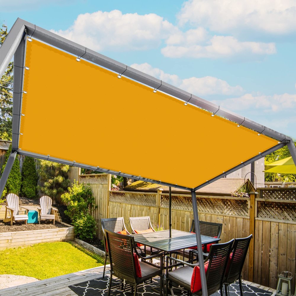 Rectangular Sun Shade Sail 1.5 x 4 m, Waterproof, UV Protection, Gold