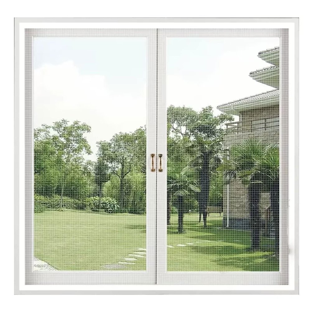 Upgraded Window Screen with Hook-and-Loop Adhesive Frame, Cut-to-Fit DIY, 125 x 150 cm (49.2 x 59 in), White