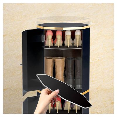 360° Rotating Shoe Rack Tower, Slim White Metal Shoe Organizer