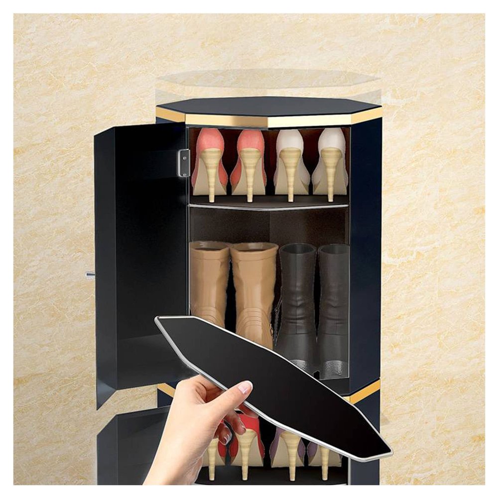 360° Rotating Shoe Rack Tower, Slim White Metal Shoe Organizer