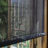 zhijiaqian456 Bamboo Roller Blind, Sun and Privacy Protection, Cord-Operated, Natural Wood, Black, Customizable (65 x 230 cm) view 2