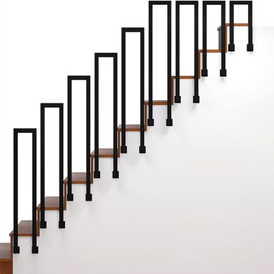 X&Z-XAOY U-Shaped Wrought-Iron Handrail for Transitional Stairs, Garden Corridors, Black (75 cm/2.5 ft)