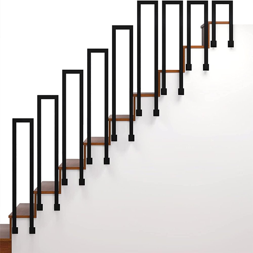 X&Z-XAOY U-Shaped Wrought-Iron Handrail for Transitional Stairs, Garden Corridors, Black (75 cm/2.5 ft)