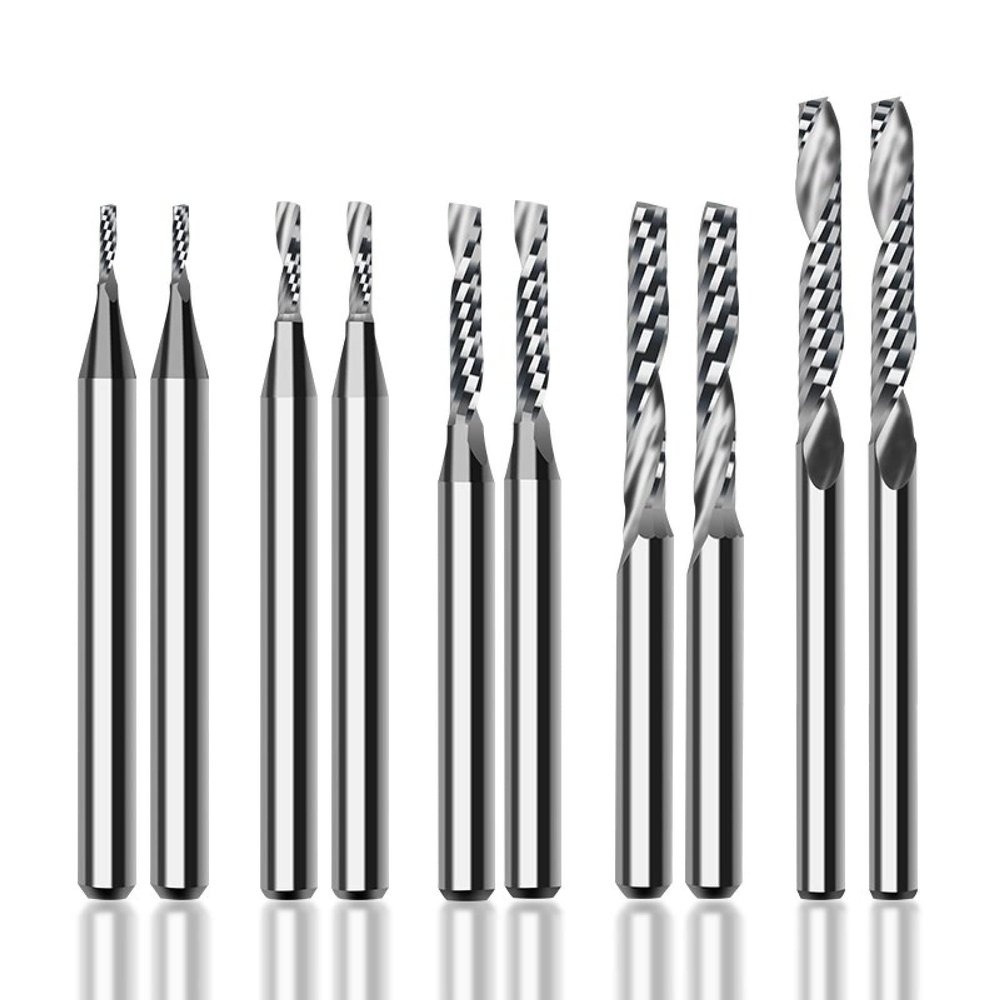 ALEYHA 10-Piece 1/8-Inch Shank Single-Flute CNC Router Bit Set