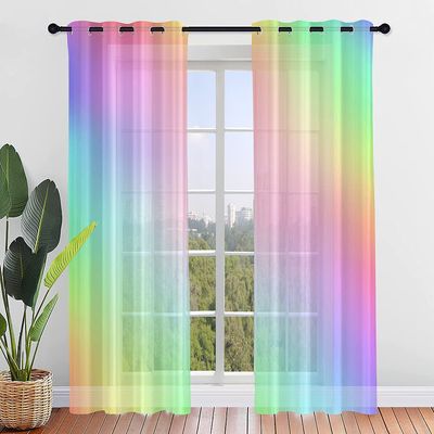 Hiseng Rainbow Gradient Voile Curtains, Semi-Sheer, 2-Piece Set (140 x 275 cm)
