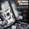 Giyer Case for Samsung Galaxy A12 5G with Screen Protector, Camera Cover, Card Slot, 360° Metal Ring Stand and Shockproof Bumper, White view 2