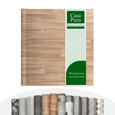 casa pura Vinyl Flooring by the Meter Atlantic - Wood, Tile or Stone Look - PVC Flooring for Kitchen, Bathroom & Living Areas (Silk Oak 973M, 200 x 450 cm)