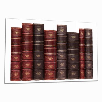Wallario Glass Stove Cover/Splash Guard, 2-Piece, 80 x 52 cm, with 13 mm Feet, Old Books Design