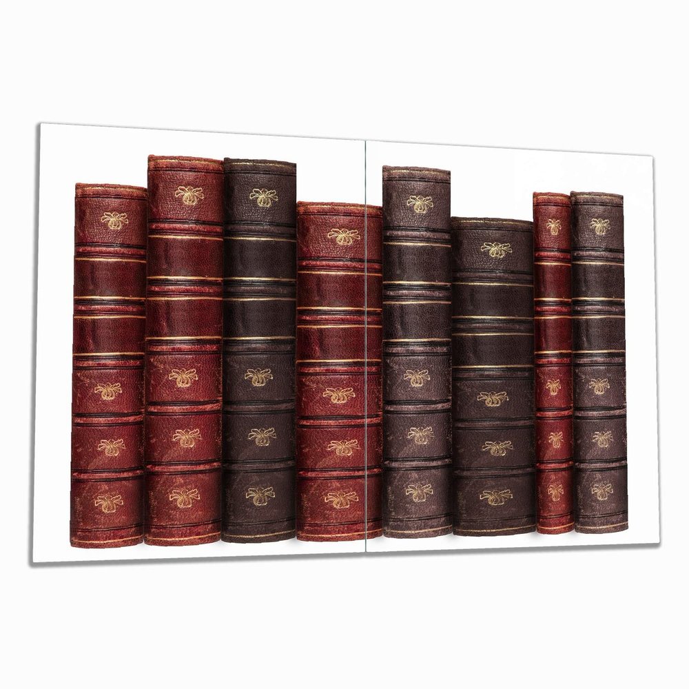 Wallario Glass Stove Cover/Splash Guard, 2-Piece, 80 x 52 cm, with 13 mm Feet, Old Books Design