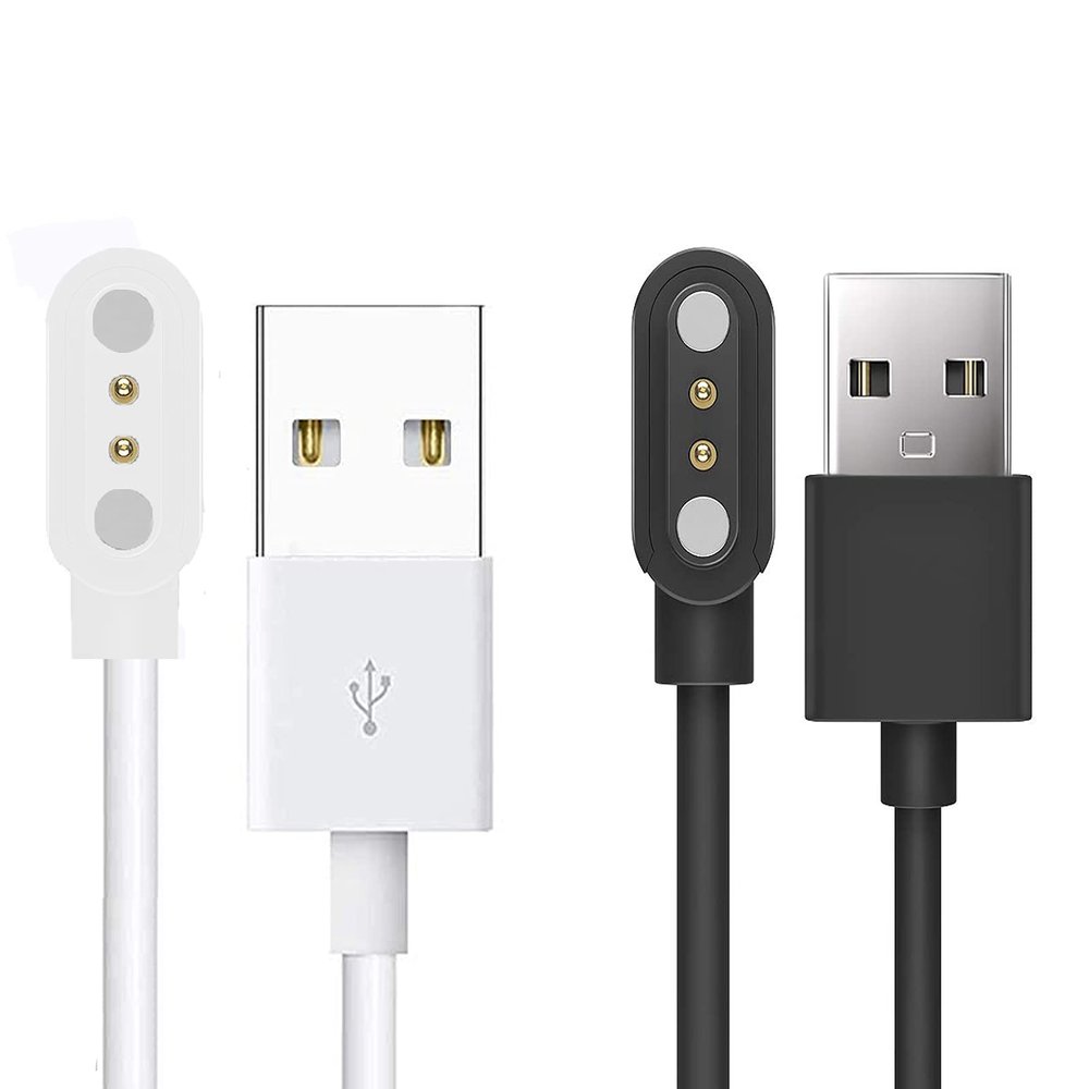 2-Pin Magnetic USB Replacement Charger Compatible with Moto Watch 100, 2-Pack, Black + White