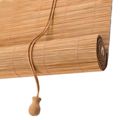 DUYULIANG Bamboo Roll-Up Blind, Vintage Decorative Shade with Side Pull