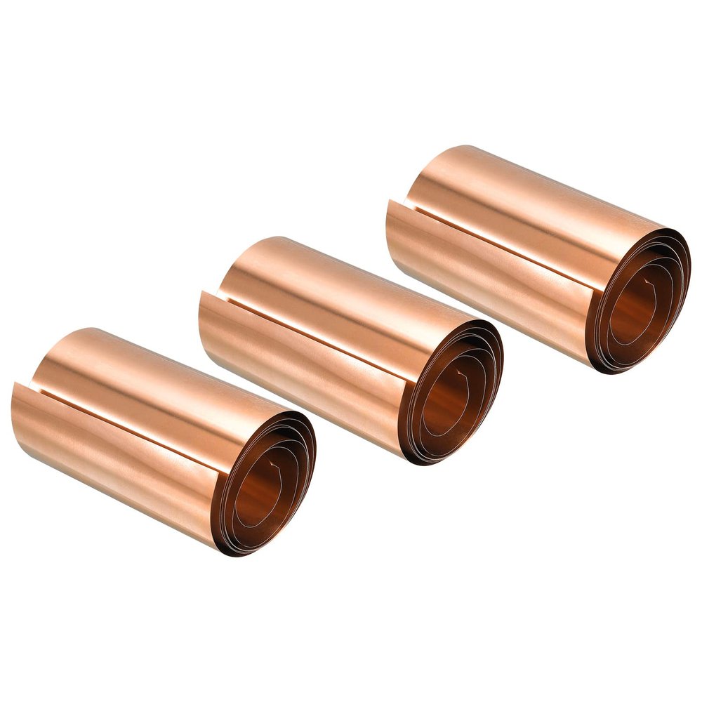 sourcing map 3-Pack Copper Sheet, 0.01 x 100 x 1000 mm, Pure Copper Foil Roll